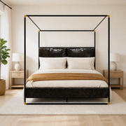 Airy room | Front bedroom view with oak nightstands, white bedding, and a light rug