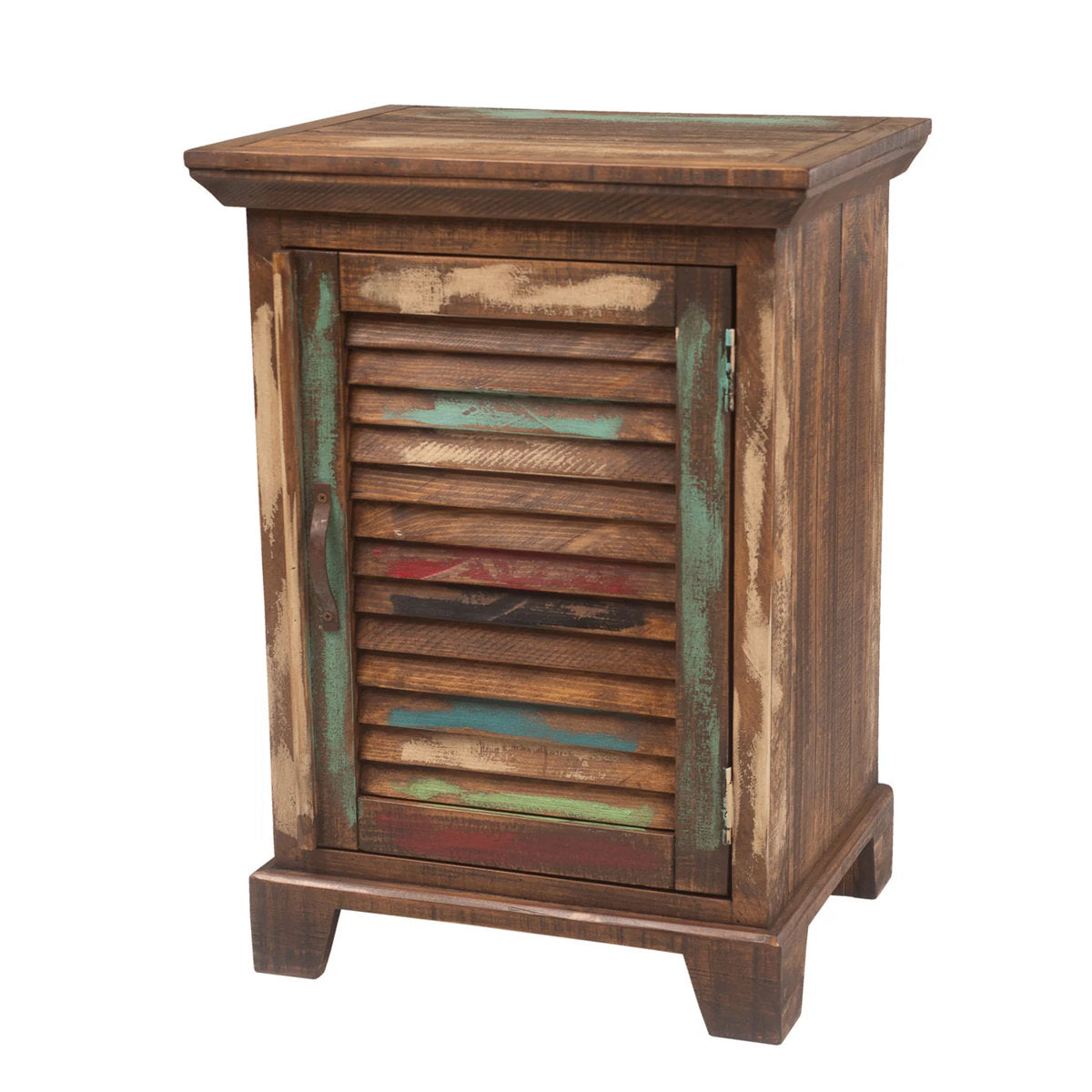 Nightstand, 1 Door, Solid Pine Wood, Right Configuration, Brown