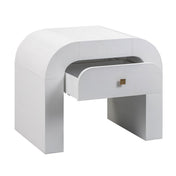 Nightstand, 1 Drawer, Acacia Veneer and MDF, 26 Inch Wide, White