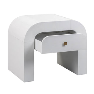 Nightstand, 1 Drawer, Acacia Veneer and MDF, 26 Inch Wide, White