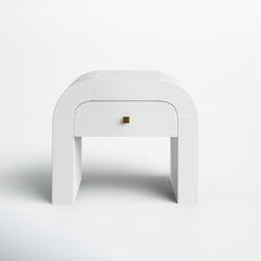 Nightstand, 1 Drawer, Acacia Veneer and MDF, 26 Inch Wide, White