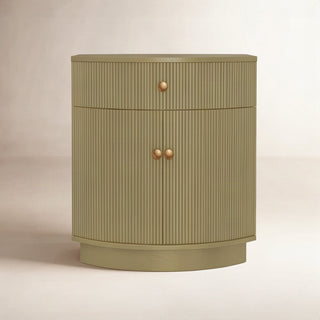 Nightstand, 1 Drawer and 2 Doors, Green with Brass Knobs