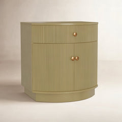 Nightstand, 1 Drawer and 2 Doors, Green with Brass Knobs