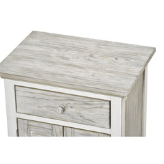 Nightstand, 1 Drawer and 2 Doors, Solid Mindi Wood, Gray and White