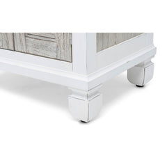 Nightstand, 1 Drawer and 2 Doors, Solid Mindi Wood, Gray and White