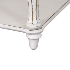 Nightstand, 1 Drawer and Lower Shelf in Antique White and Brown Wood