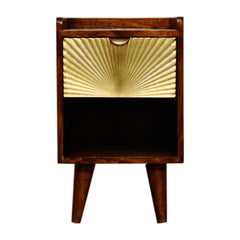 Nightstand, 1 Drawer and Open Shelf, Solid Mango Wood, Brown