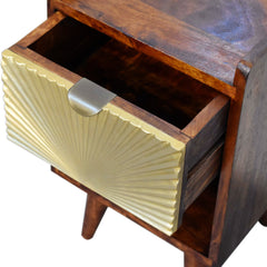 Nightstand, 1 Drawer and Open Shelf, Solid Mango Wood, Brown