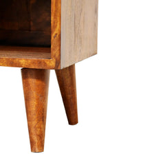 Nightstand, 1 Drawer and Open Shelf, Solid Mango Wood, Brown