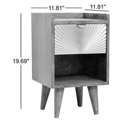 Nightstand, 1 Drawer and Open Shelf, Solid Mango Wood, Brown