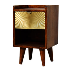 Nightstand, 1 Drawer and Open Shelf, Solid Mango Wood, Brown