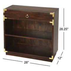 Nightstand, 1 Drawer, Brown Solid and Engineered Wood with Metal Accents