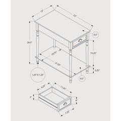 Nightstand, 1 Drawer, Manufactured Wood, Green