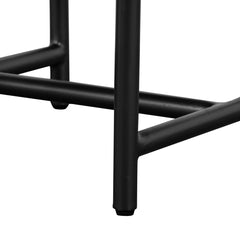 Nightstand, 1 Drawer, Solid and Engineered Wood, Brown, Black Metal Legs