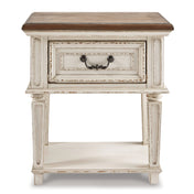 Nightstand, 1 Drawer, Solid and Engineered Wood, Distressed White