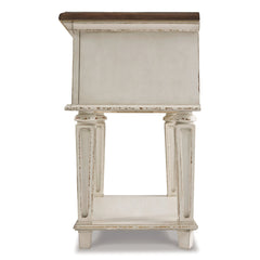 Nightstand, 1 Drawer, Solid and Engineered Wood, Distressed White