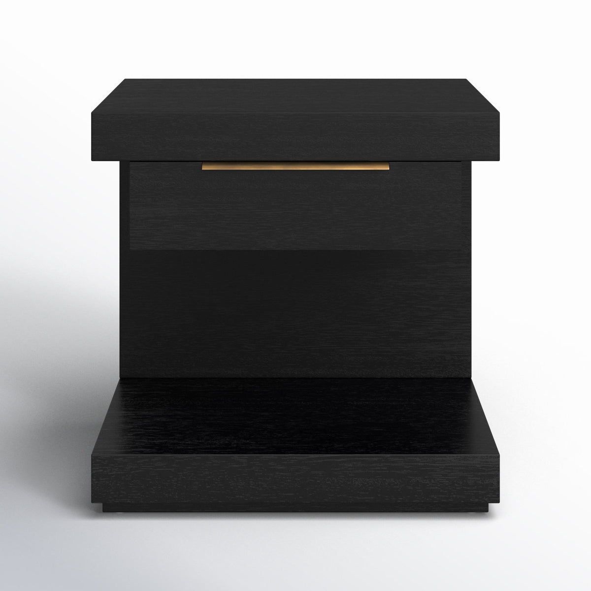 Nightstand, 1 Drawer, Solid and Manufactured Wood, Black, 24 In. W