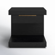 Nightstand, 1 Drawer, Solid and Manufactured Wood, Black, 24 In. W