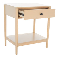 Nightstand, 1 Drawer, Solid and Manufactured Wood, White Wash