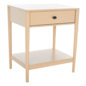 Nightstand, 1 Drawer, Solid and Manufactured Wood, White Wash
