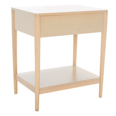 Nightstand, 1 Drawer, Solid and Manufactured Wood, White Wash