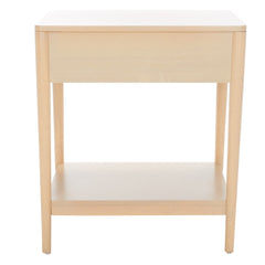 Nightstand, 1 Drawer, Solid and Manufactured Wood, White Wash