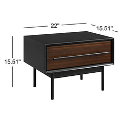 Nightstand, 1 Drawer, Solid Bamboo, Black and Brown