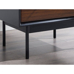 Nightstand, 1 Drawer, Solid Bamboo, Black and Brown