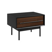 Nightstand, 1 Drawer, Solid Bamboo, Black and Brown