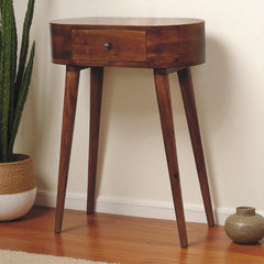 Nightstand, 1 Drawer, Solid Mango Wood, Brown