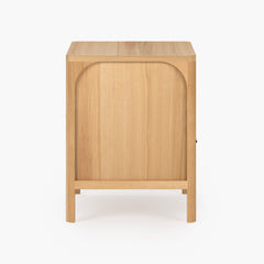 Nightstand, 1 Drawer, Solid Oak and Oak Veneer, Arched Open Storage