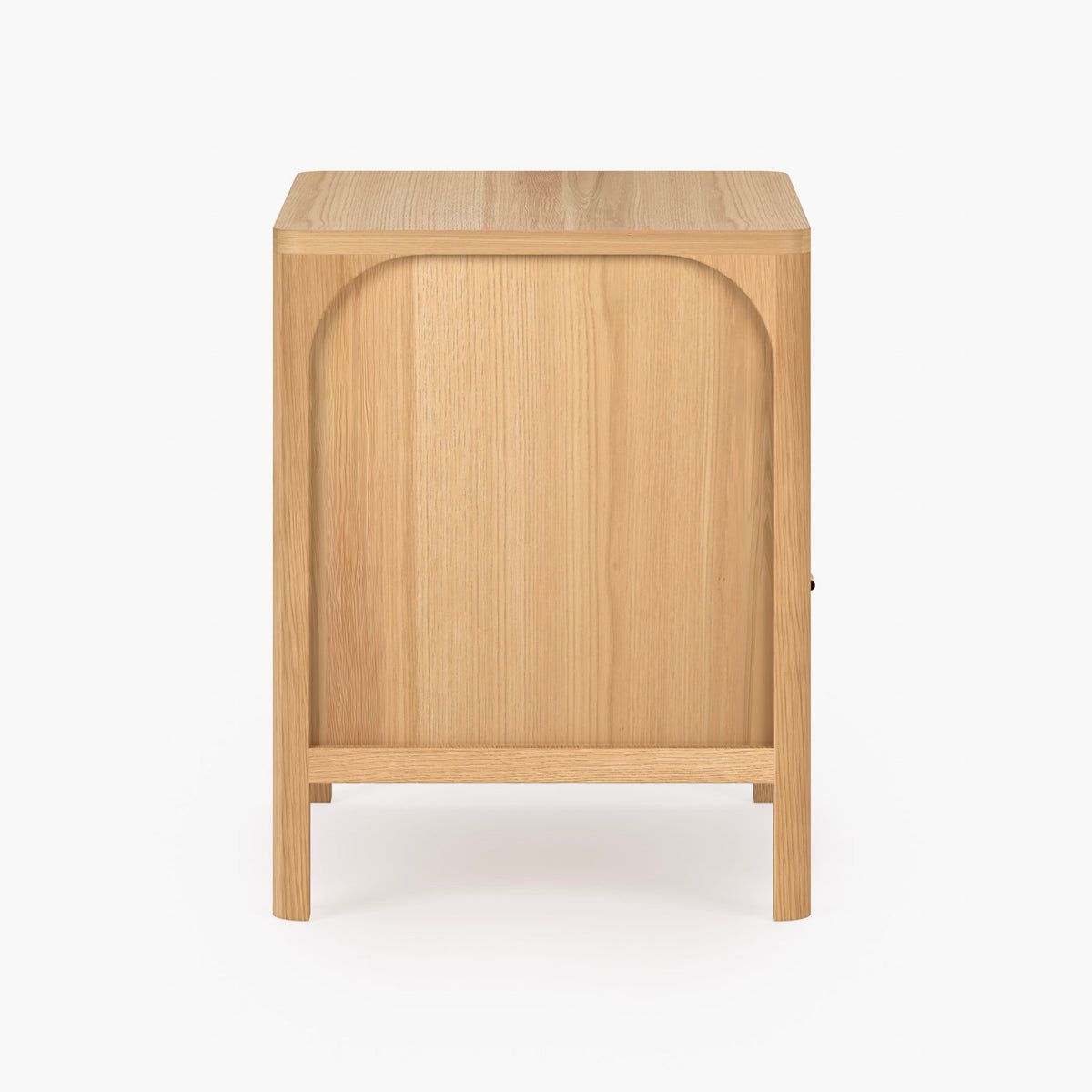 Nightstand, 1 Drawer, Solid Oak and Oak Veneer, Arched Open Storage