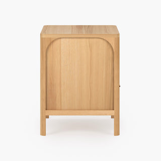 Nightstand, 1 Drawer, Solid Oak and Oak Veneer, Arched Open Storage