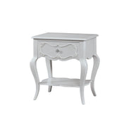 Nightstand, 1 Drawer with Open Bottom Shelf, Pearl White