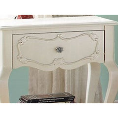Nightstand, 1 Drawer with Open Bottom Shelf, Pearl White