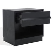 Nightstand, 1 Drawer with Shelf, Rubberwood and MDF, Black