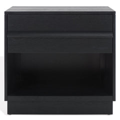 Nightstand, 1 Drawer with Shelf, Rubberwood and MDF, Black