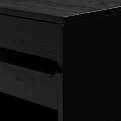 Nightstand, 1 Drawer with Shelf, Rubberwood and MDF, Black