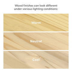 Nightstand, 1 Soft-Close Drawer, Solid Pine and Birch Wood, White/Natural