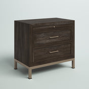 Nightstand, 2-Drawer, Manufactured Wood and Metal, Pull-Out Tray