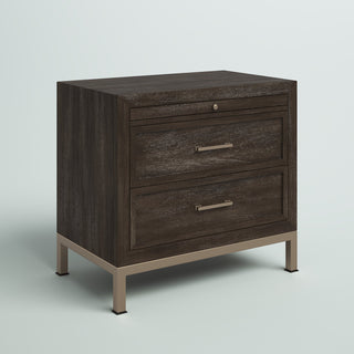 Nightstand, 2-Drawer, Manufactured Wood and Metal, Pull-Out Tray