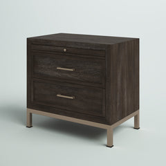Nightstand, 2-Drawer, Manufactured Wood and Metal, Pull-Out Tray