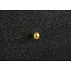 Nightstand, 2-Drawer, MDF and Melamine, Black, Brass-Finish Ball Knobs