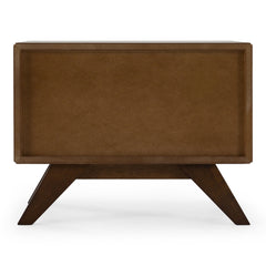 Nightstand, 2-Drawer, MDF Frame, Rubberwood Legs, Walnut
