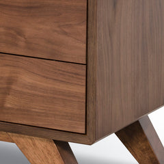 Nightstand, 2-Drawer, MDF Frame, Rubberwood Legs, Walnut