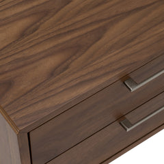 Nightstand, 2-Drawer, MDF Frame, Rubberwood Legs, Walnut