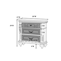 Nightstand, 2-Drawer, Pine and MDF, Turned Legs, Metal Handles