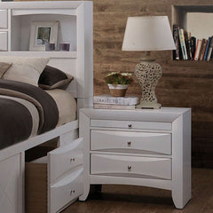 Nightstand, 2-Drawer, Solid and Manufactured Wood, White