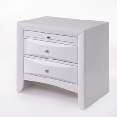 Nightstand, 2-Drawer, Solid and Manufactured Wood, White
