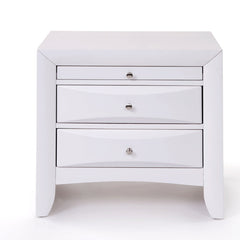Nightstand, 2-Drawer, Solid and Manufactured Wood, White